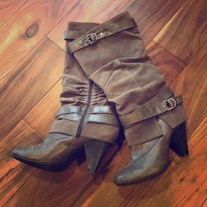 SOLD Fergalicious faux suede boots. Hardly worn